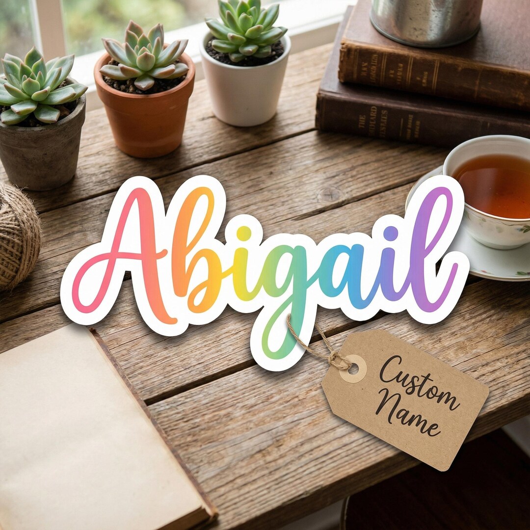 Custom Name Abigail Rainbow Sticker, Colorful Name Vinyl Decal - Etsy