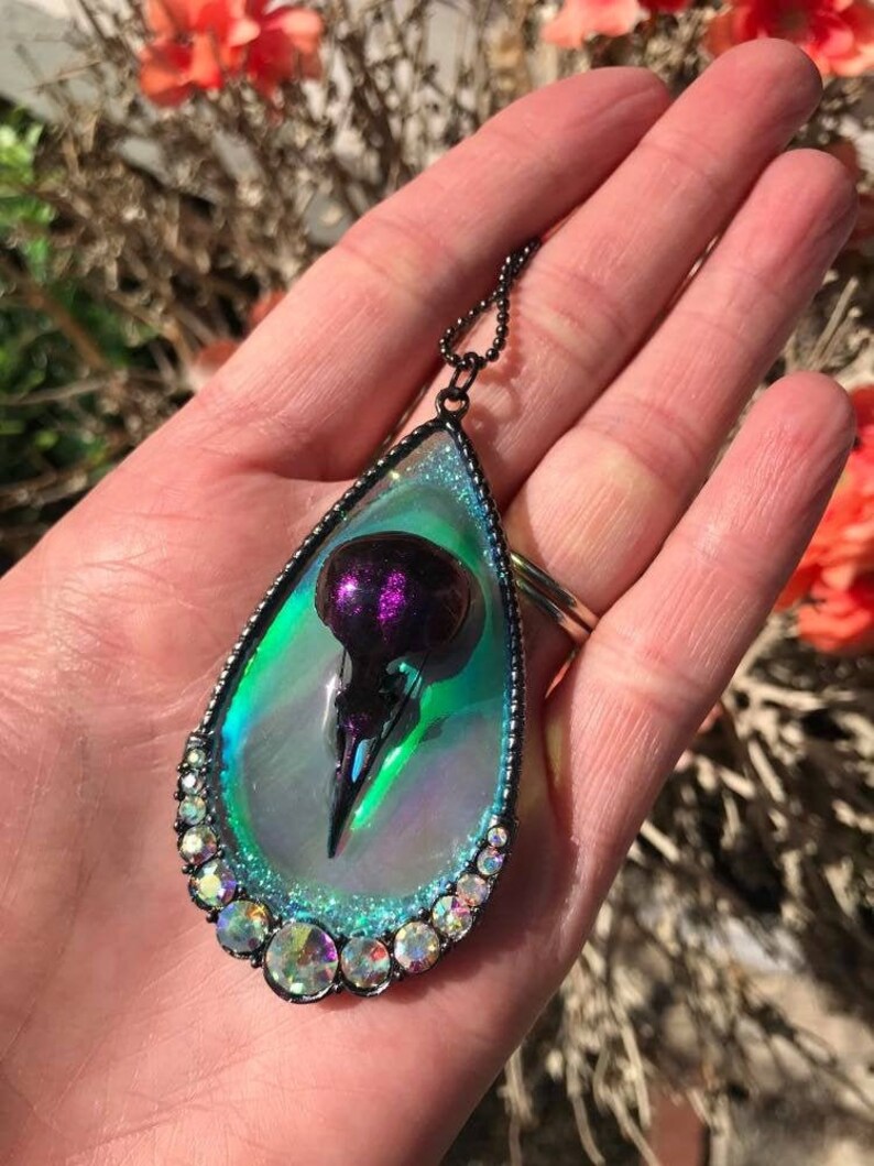 Cruelty Free REAL Bird Skull Necklace