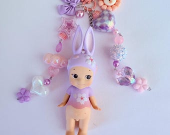 ソニー・エンジェルにインスパイアされた桜のうさぎのバッグチャームキーホルダー