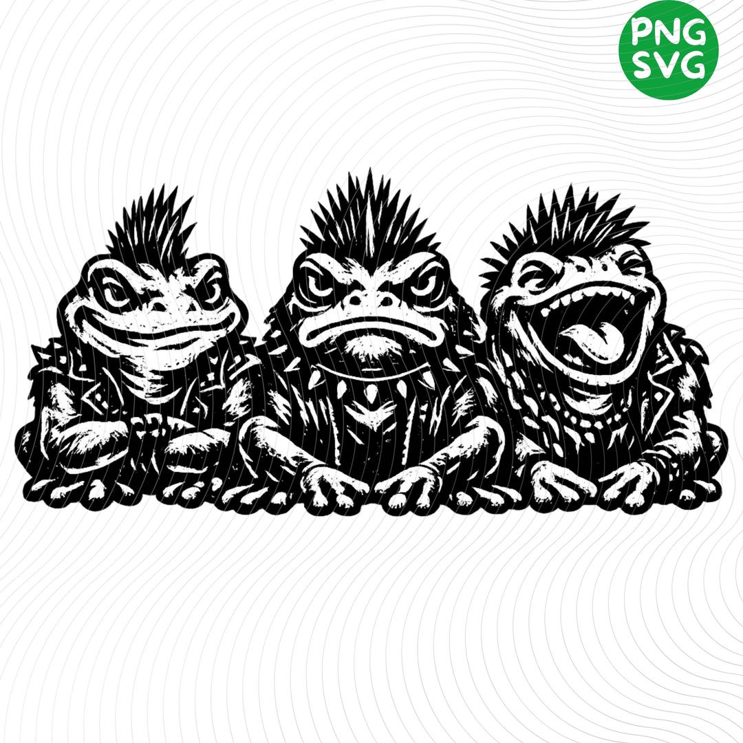 Punk Rock Frog SVG PNG, Emo Goth Frog Mohawk Spiked Collar Design, Alt ...
