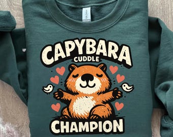 Capybara Cuddle Champion Cute Animal Design PNG: capybara lover png kawaii animal art png capybara clipart (Digital Download)