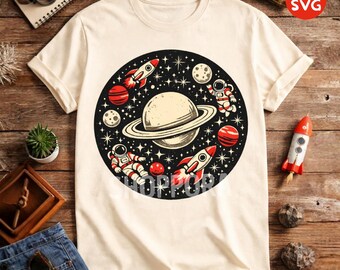 Astronaut Galaxy Rocket PNG & SVG - Kids Space Adventure Stars Cosmic Universe Clipart (Digital Download)