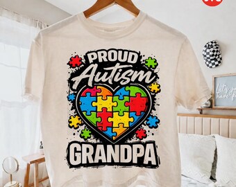 Autism Grandpa PNG & SVG - Proud Autism Grandpa Puzzle Heart Neurodiversity Awareness Digital Download