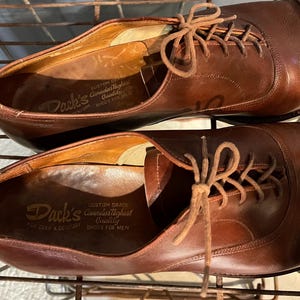 Vintage 1950s Dacks Brown Dress Shoes Size 8.5 US Men’s Lace Up Loafers Original 50s Leather Classy Formal Office Oxford Rockabilly image 8