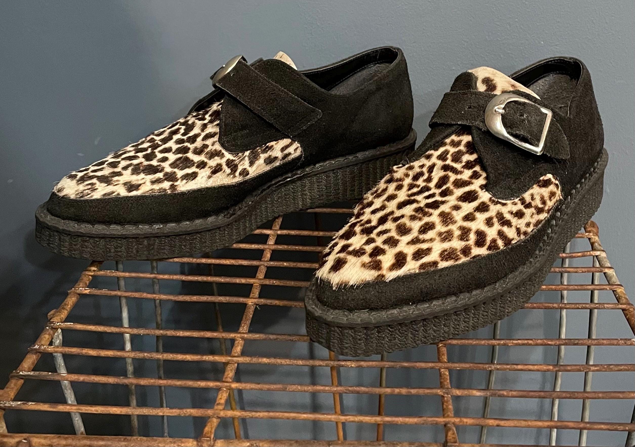トップス 00s Xfrm leopard cutsew rhinestone y2k Vintage 2000s Creepers Buckle Leopard Print Size 7 US Womens