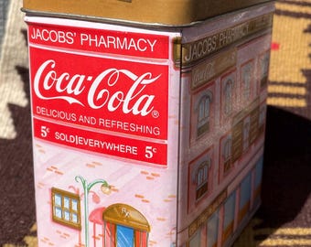 Vintage jaren 1990 Coca Cola Coke blikken verzameldoos jaren 90 metalen blikje reclame Home Decor Stash keuken koffie thee antieke stijl