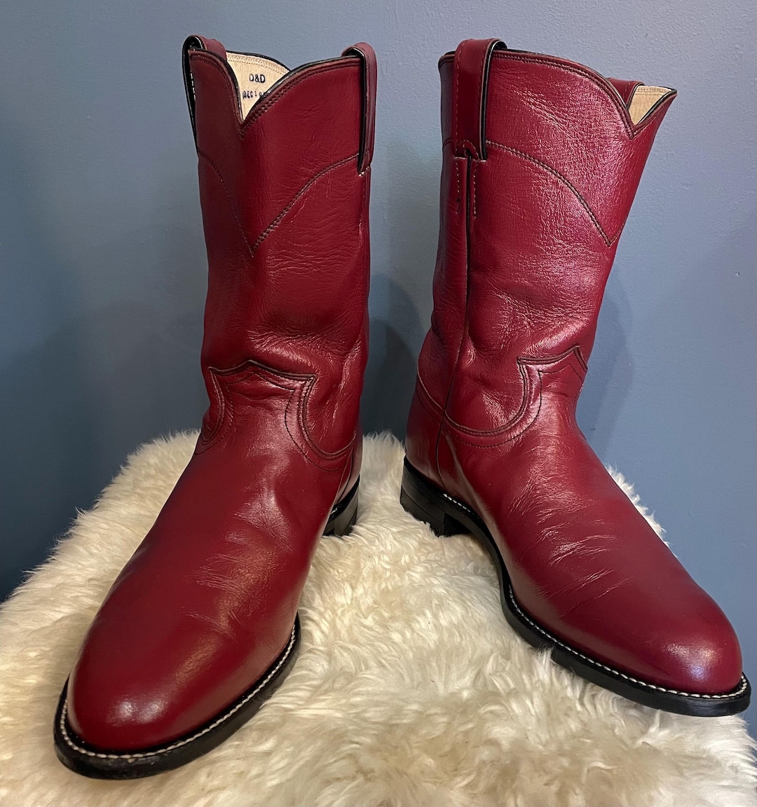 Justinヴィンテージレッドレザーウエスタンローパーブーツ Vintage 1990s Justin Cowboy Red Boots Size 9 B US Men's Original