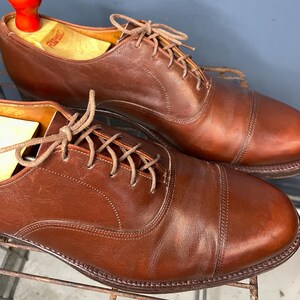 Vintage 1950s Dacks Brown Dress Shoes Size 8.5 US Men’s Lace Up Loafers Original 50s Leather Classy Formal Office Oxford Rockabilly image 9