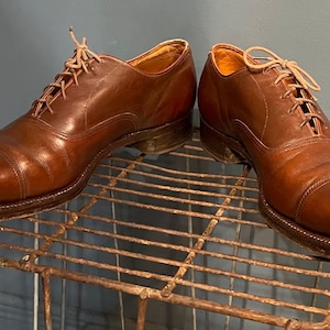 Vintage 1950s Dacks Brown Dress Shoes Size 8.5 US Men’s Lace Up Loafers Original 50s Leather Classy Formal Office Oxford Rockabilly image 1