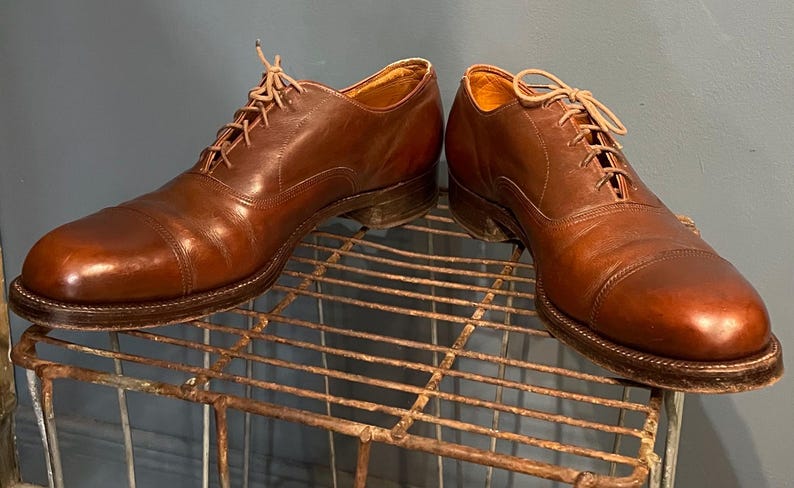 Vintage 1950s Dacks Brown Dress Shoes Size 8.5 US Men’s Lace Up Loafers Original 50s Leather Classy Formal Office Oxford Rockabilly image 1