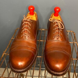 Vintage 1950s Dacks Brown Dress Shoes Size 8.5 US Men’s Lace Up Loafers Original 50s Leather Classy Formal Office Oxford Rockabilly image 3