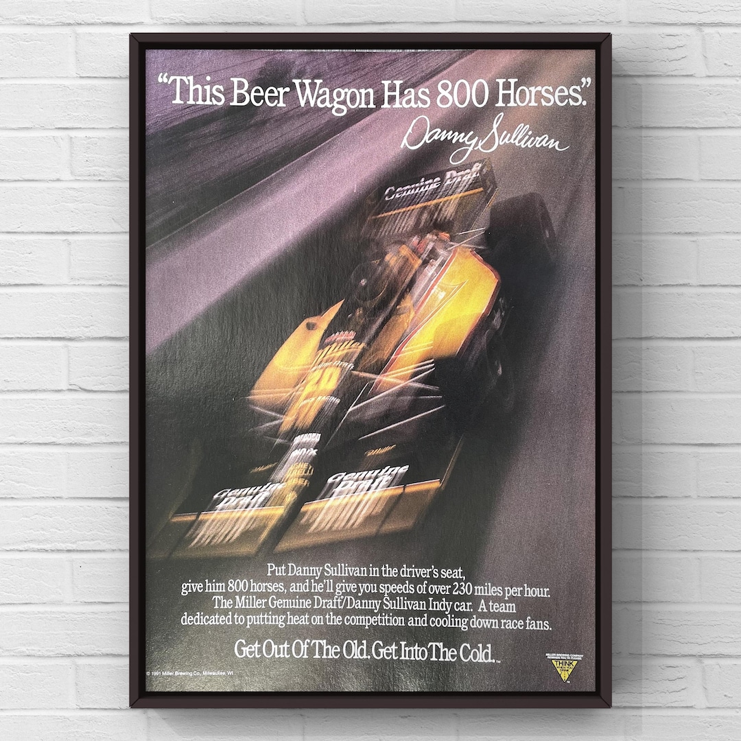 Vintage 1990s Miller Beer Race Car Original 90s Magazine Page Ad