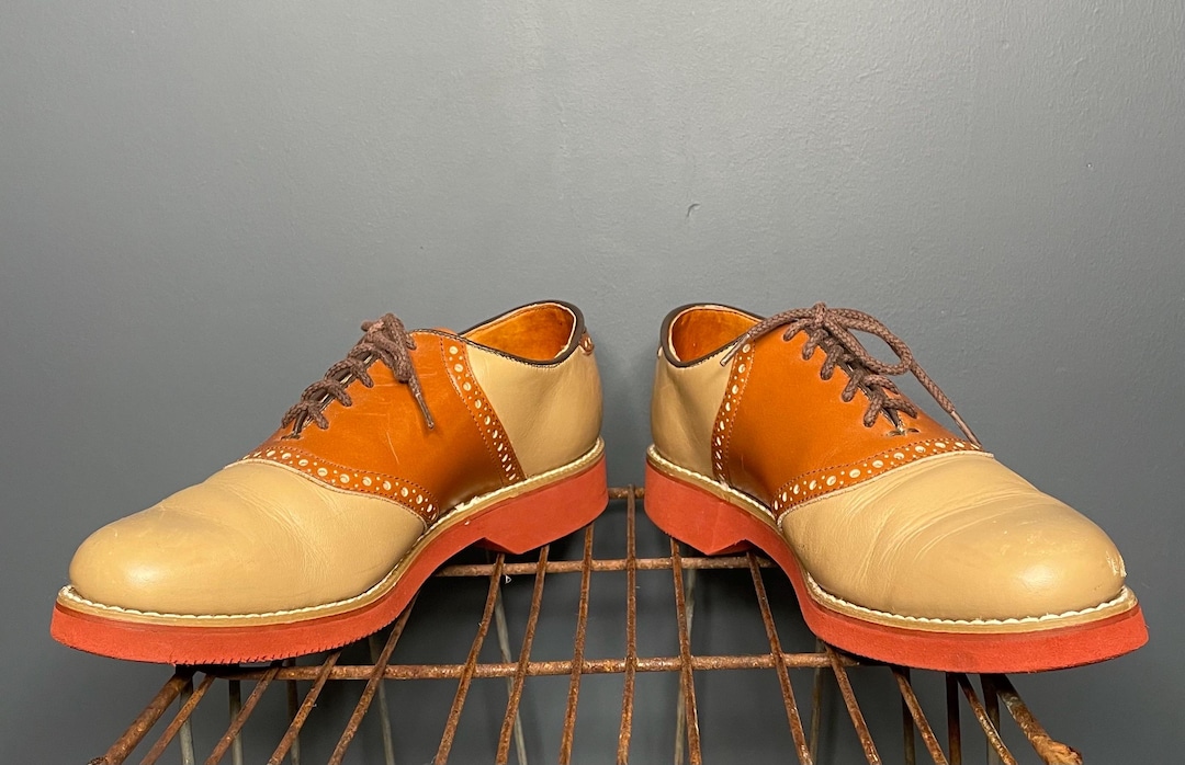 Vintage 1980s Dexter Oxford Two Tone Dress Shoes Size 7.5 US Men's