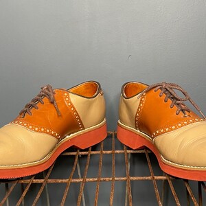 Vintage 1980s Dexter Oxford Two Tone Dress Shoes Size 7.5 US Men’s Original Brown 80s Outfit Western Leather Womens 9.5 US Classy Formal