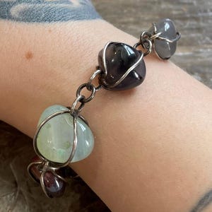 Vintage 2000s 925 Silver Stones Bracelet Chain Handmade One Size Original 90s Western Accessories Jewelry Cowboy Jewellery Clasp