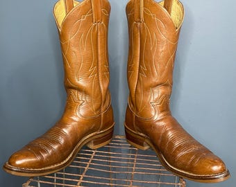 Vintage 1980s Tony Lama Cowboy Boots Size 10 B US Men’s Original Shoes 80s Outfit Western Leather USA Cowgirl Brown Farmer Ranchwear Retro