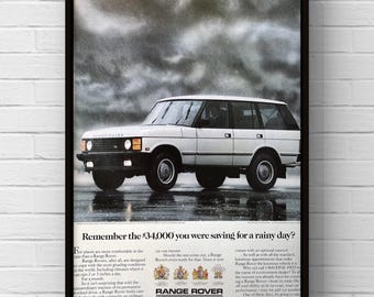 Vintage 1980s Range Rover Car Original 80s Magazine Page Ad Poster Print Wall Art Home Decor Gift Mancave Collectible Garage