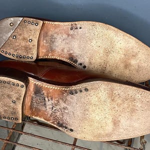 Vintage 1950s Dacks Brown Dress Shoes Size 8.5 US Men’s Lace Up Loafers Original 50s Leather Classy Formal Office Oxford Rockabilly image 7
