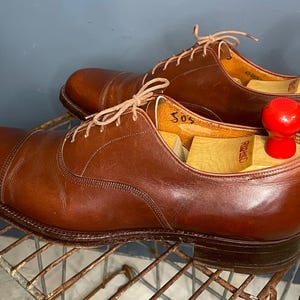 Vintage 1950s Dacks Brown Dress Shoes Size 8.5 US Men’s Lace Up Loafers Original 50s Leather Classy Formal Office Oxford Rockabilly image 2