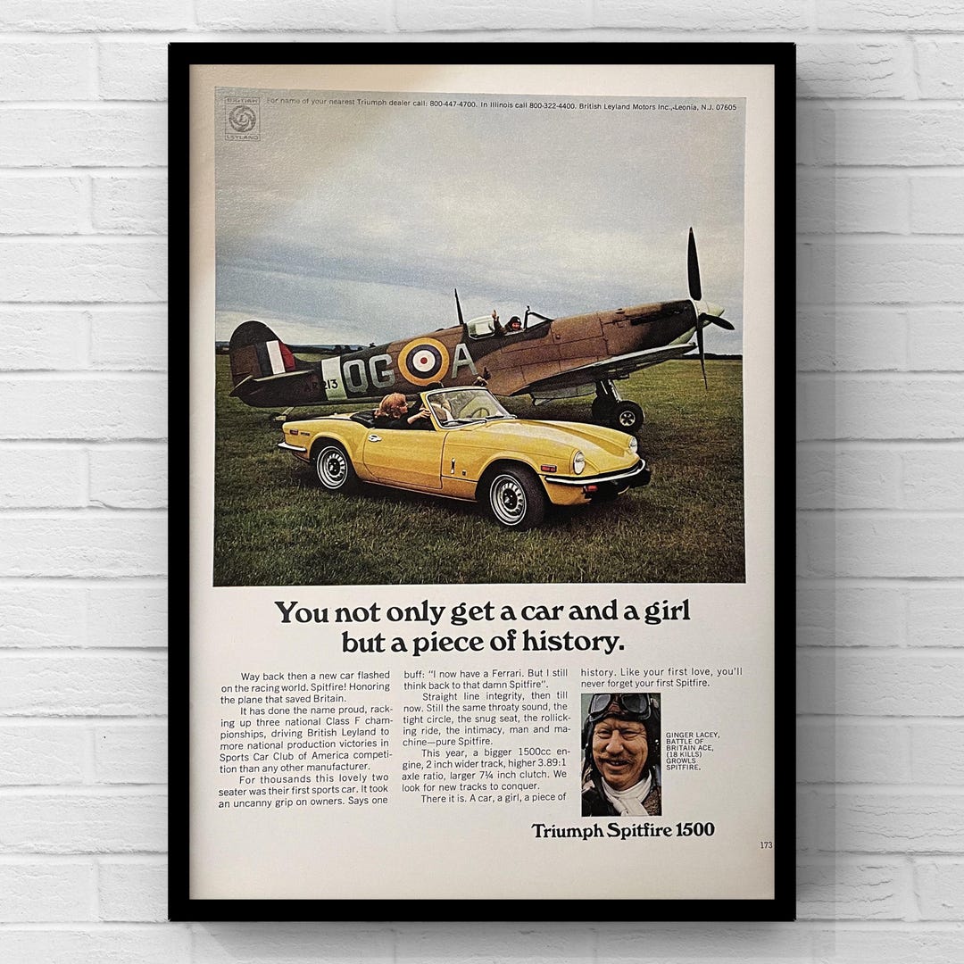 Vintage 1970s Triumph Spitfire 1500 Original 70s Magazine Page Ad