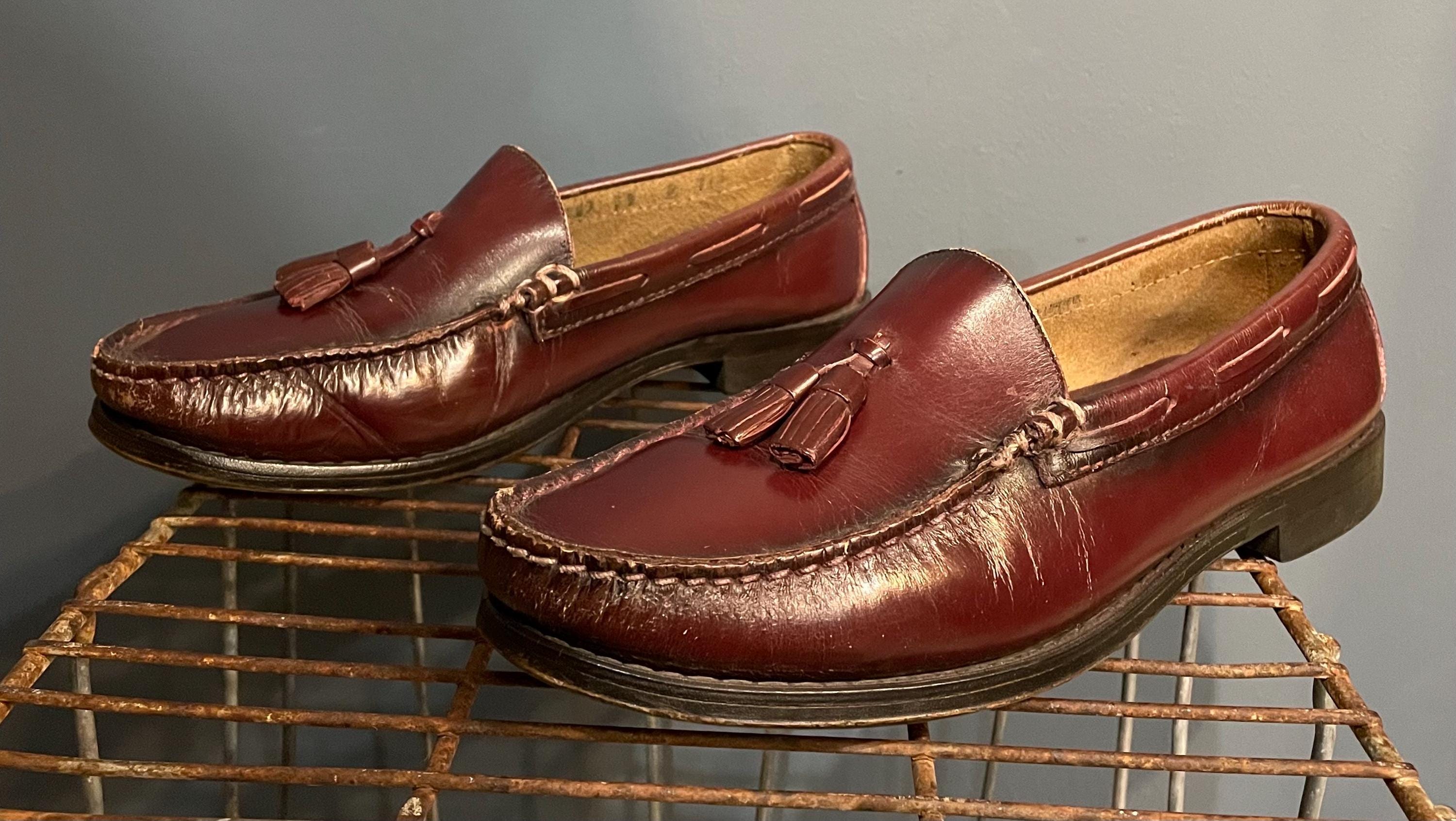 Sebago classic brown burgandy handsewn USA leather penny loafer men\'s size 7.5B Mens Vintage Preppy Shoes - Etsy main image 2