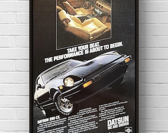 ヴィンテージ 1980年代 ダットサン 280-ZX オリジナル 80年代 雑誌ページ広告ポスタープリント ウォールアート ホームデコレーション ギフト 男の隠れ家 コレクターズアイテム ガレージ