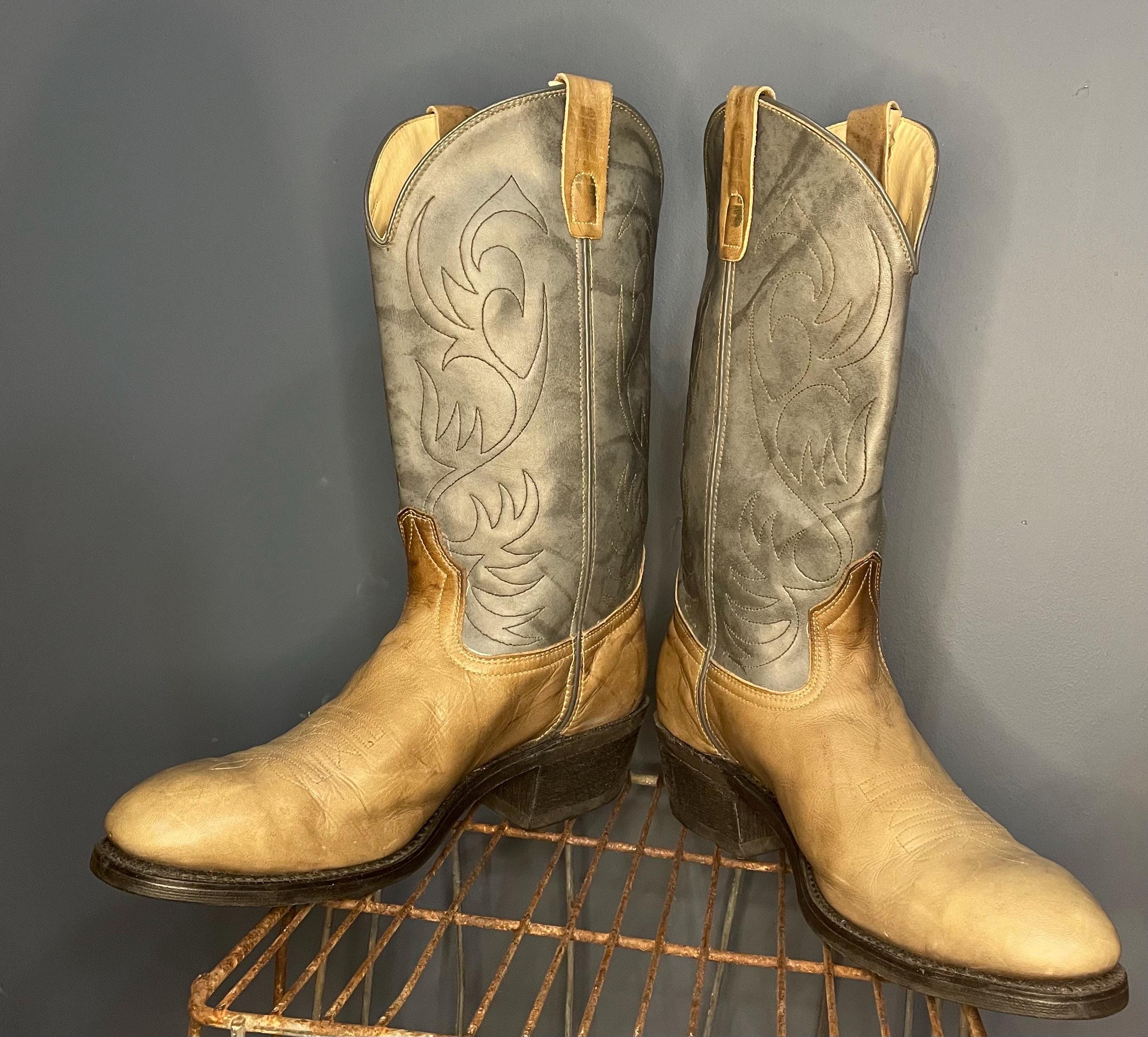 Vintage 1980s Cowboy Leather Cowboy Boots Size 8.5 Mens Original