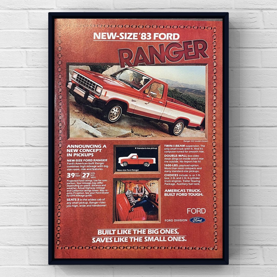 Vintage 1980s Ford Ranger Pickup Truck Car Original 80s Magazine Page ...