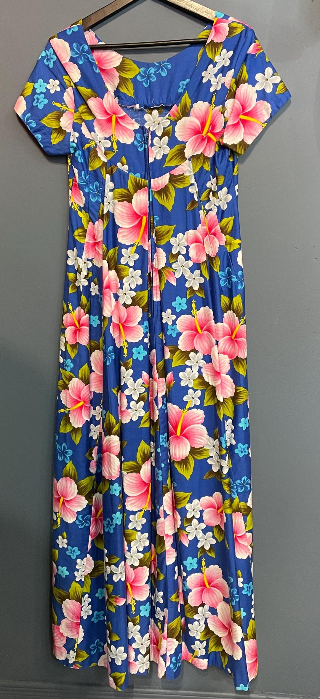 Vintage 1970s Genuine Cotton Hawaiian Dress Floral Maxi Medium Original ...
