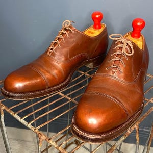 Vintage 1950s Dacks Brown Dress Shoes Size 8.5 US Men’s Lace Up Loafers Original 50s Leather Classy Formal Office Oxford Rockabilly image 4