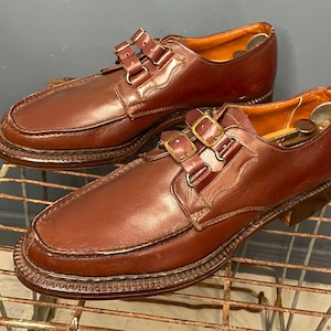 Vintage 1950s Dress Buckle Shoes Size 7 US Men’s / 9 US Womens Original Brown 50s Formal Leather Rockabilly Trendy Classy Office Harness