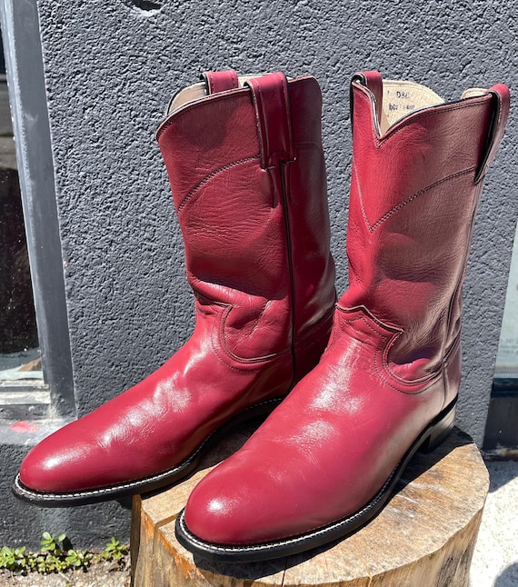 Vintage 1990s Justin Cowboy Red Boots Size 9 B US Men's Original
