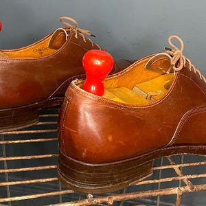 Vintage 1950s Dacks Brown Dress Shoes Size 8.5 US Men’s Lace Up Loafers Original 50s Leather Classy Formal Office Oxford Rockabilly image 6