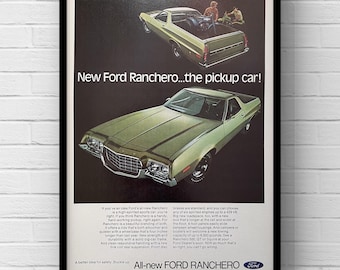 Vintage 1970er Jahre Ford Ranchero Auto Original 70er Jahre Magazin Seite Anzeige Poster Druck Wand Kunst Wohndekor Geschenk Mancave Racing Sammler Garage Cars