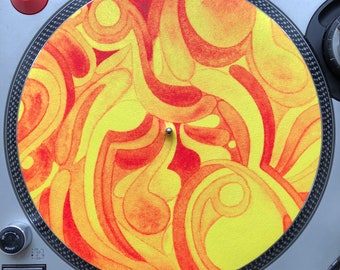 Turntable Slipmat: Yellow Swirl