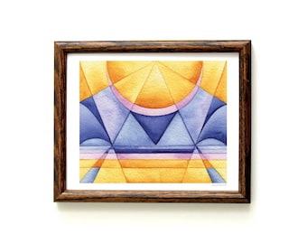 Abstract Geometric Watercolor Art Print: 8 x 10 size - Golden Plane