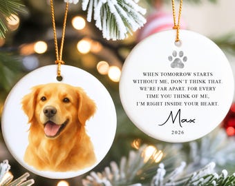 Personalized Pet Memorial Ornament, Custom Dog Photo Ornament, Pet Loss Gift, Rainbow Bridge Keepsake, Dog Remembrance Christmas Decor