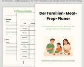 Meal Prep Planer Familie PDF | Wochenplaner Essen, Einkaufsliste & Rezeptplanung | Printable Meal Planner Deutsch