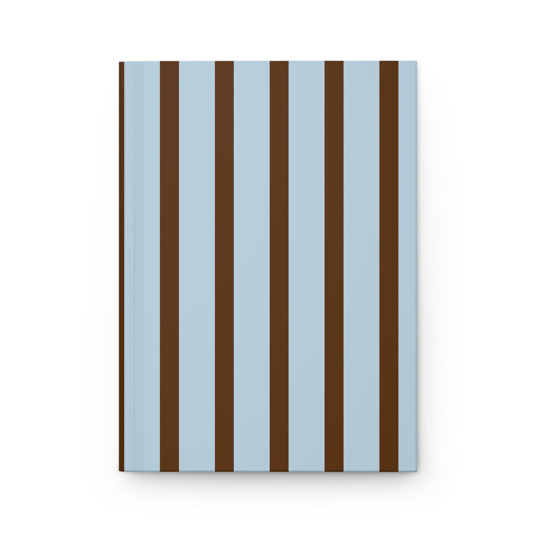 Blue and Brown Vertical Stripes Hardcover Journal Matte Notebook - Etsy