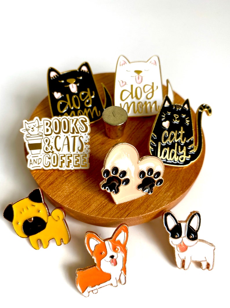 Pet lover pins fur babies dog mom cat mom corgi pug frenchie dog lover cat lover cute gift
