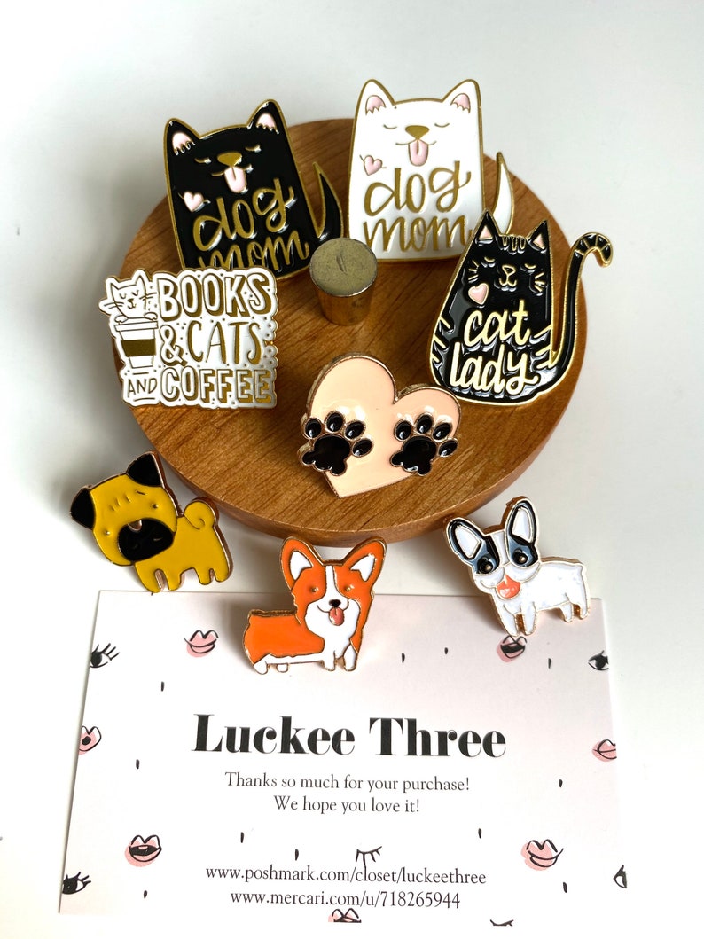 Pet lover pins fur babies dog mom cat mom corgi pug frenchie dog lover cat lover cute gift