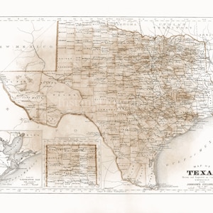 DESCARGA INSTANTÁNEA Mapa de Texas de 16 x 20 y más pequeño Pósteres imprimibles DIY