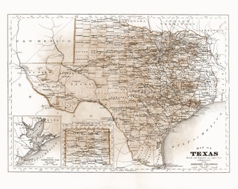 INSTANT DOWNLOAD Map of Texas 16x20 and Smaller DIY Printable Posters