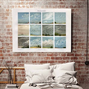 INSTANT DOWNLOAD Meteorologie soorten wolken poster weer 12 kleine kleurrijke wolken kunst boerderij decor