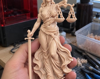 Unpainted Resin Lady Justice Statue, 10 cm 3D Printed Figure