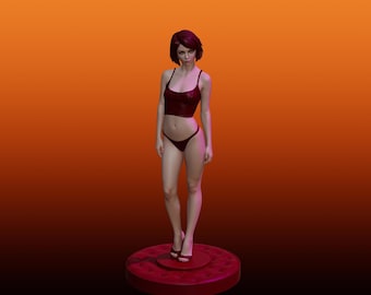 Stilisierte weibliche Figur STL | Mehrfarbiges 3D Modell | Lässige Mädchen Statue | OBJ STL-3MF | Druckbare Resin Figur | Digitaler Download