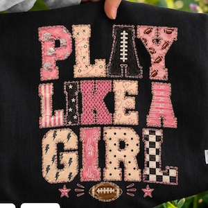 Patchwork-Touchdown-Football-Saison (PNG/SVG), Spiel wie ein Mädchen, Touchdown-Football-Saison, Retro-Spieltags-Shirt-Design, Football-Mama (PNG)