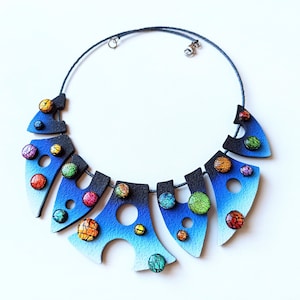 Otherworldly Polymer Clay Necklace, original design by Silvia Ortiz de la Torre.