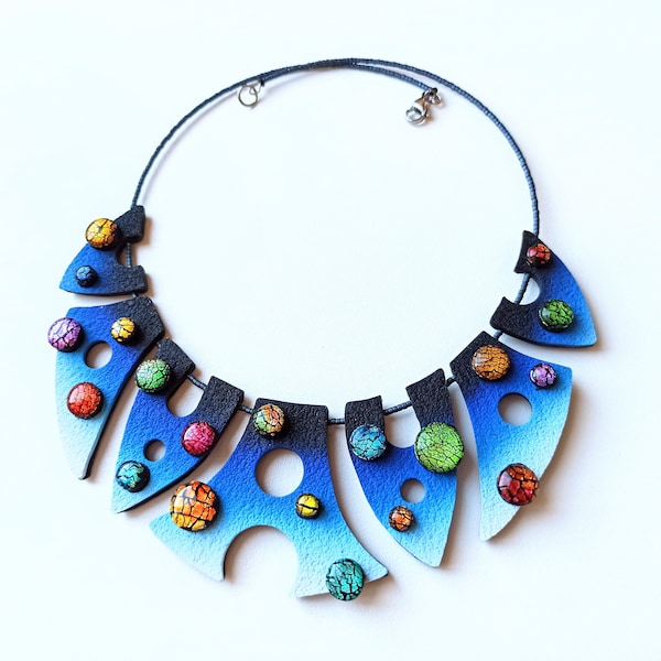 Otherworldly Polymer Clay Necklace, original design by Silvia Ortiz de la Torre.