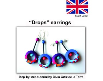 Tutoriel EN ANGLAIS pâte polymère Boucles d'oreille Gouttes